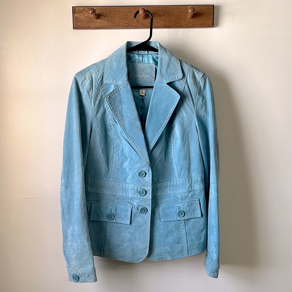 Madison Leather Jacket / Blazer - Women’s - Size 8 - Sky Blue